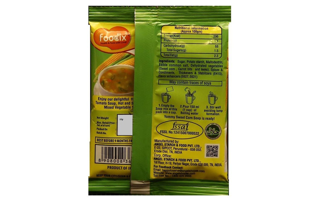 Foodix Sweet Corn Veg Soup    Pack  12 grams